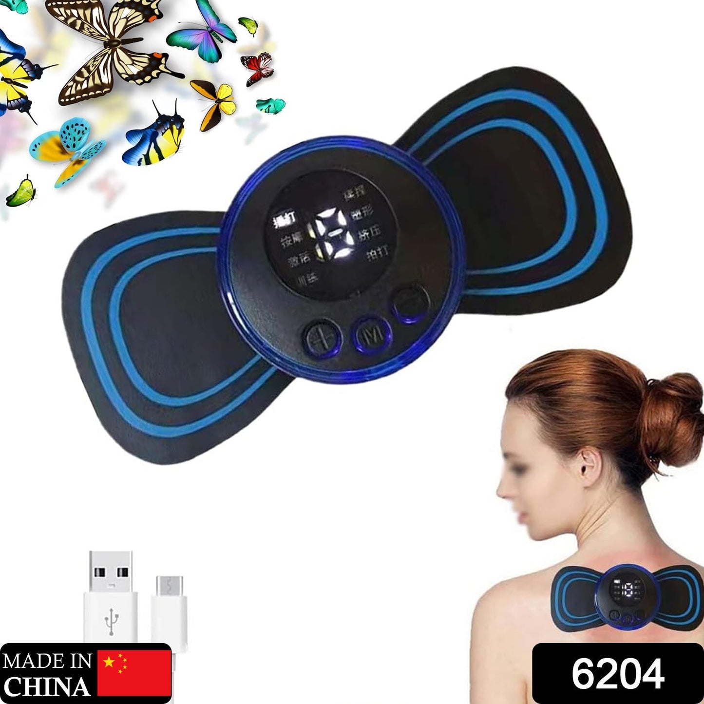 Portable USB Neck Massager Electric Neck Massager, Enhancer Mini Cervical Massager EMS Lymphatic Drainage Massage with Cable