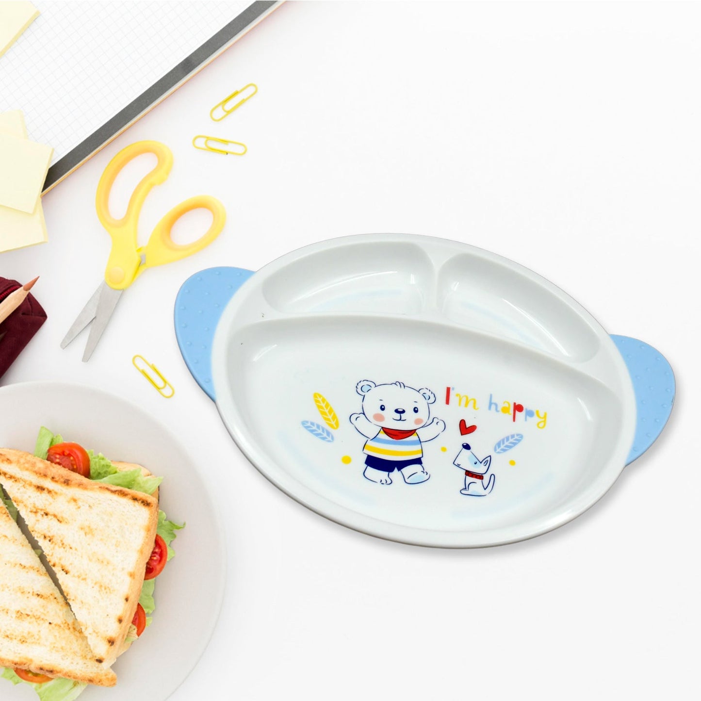 5in1 Baby Feeding Set for Kids and Toddlers,Children Children Dinnerware Set - Feeding Set for Kids, Cartoon Design Plate, Cup, Spoon, Fork Tableware Cutlery for Kids Microwave (5 Pcs Set)