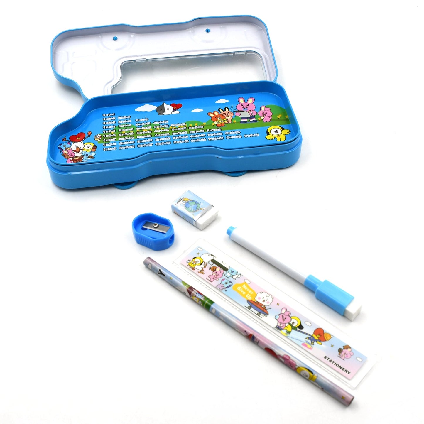 Bus Shape Compass Box for Boys, Kids School Accessories | Pencil Box with Wheels for Girls and Kids, String Operated Case Students School Supplies - Stationery Set Organizer Birthday Return Gift for Kids