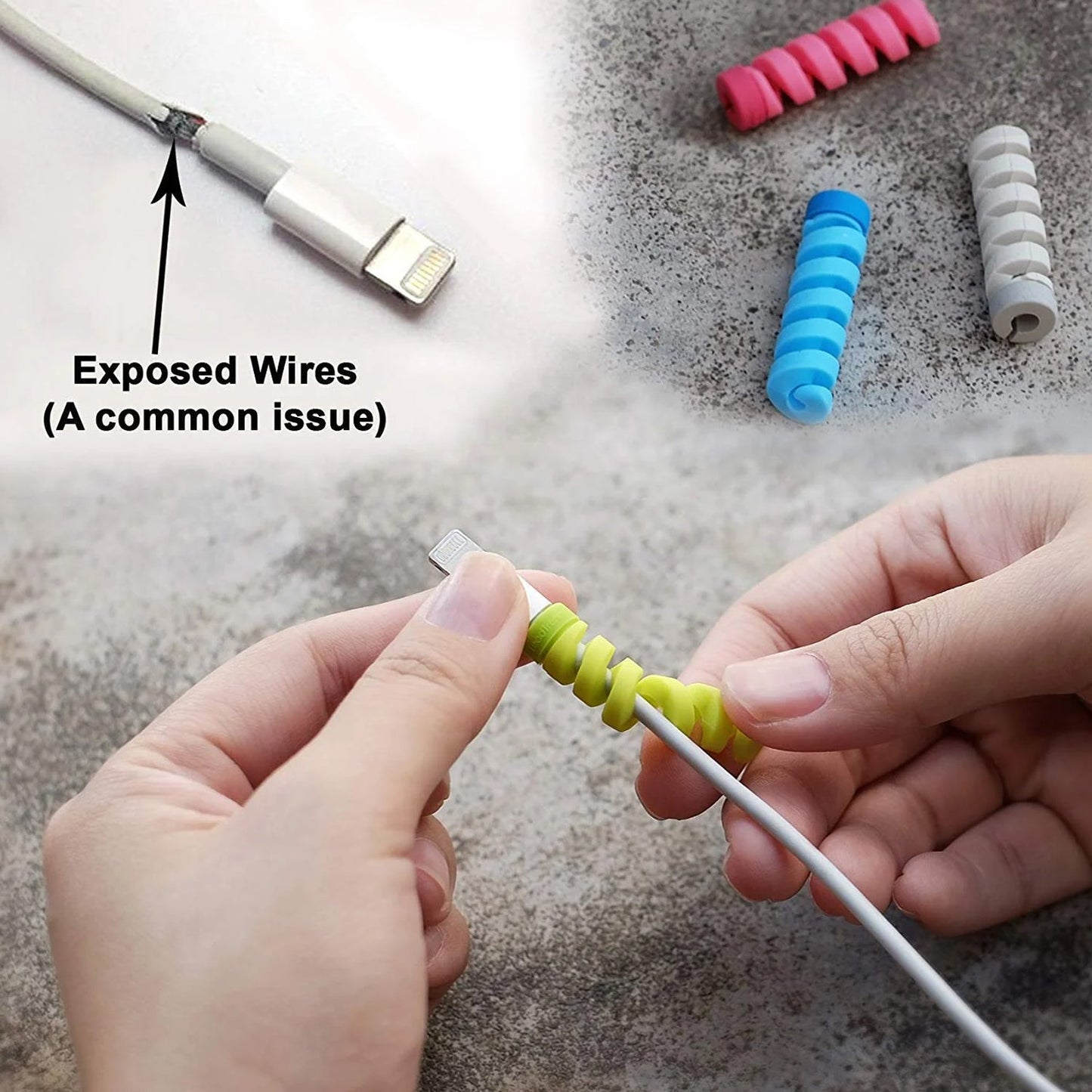 Spiral Charger Cable Protector Data Cable Saver Charging Cords Protective for All Universal Cable Cover (Pack of 10)