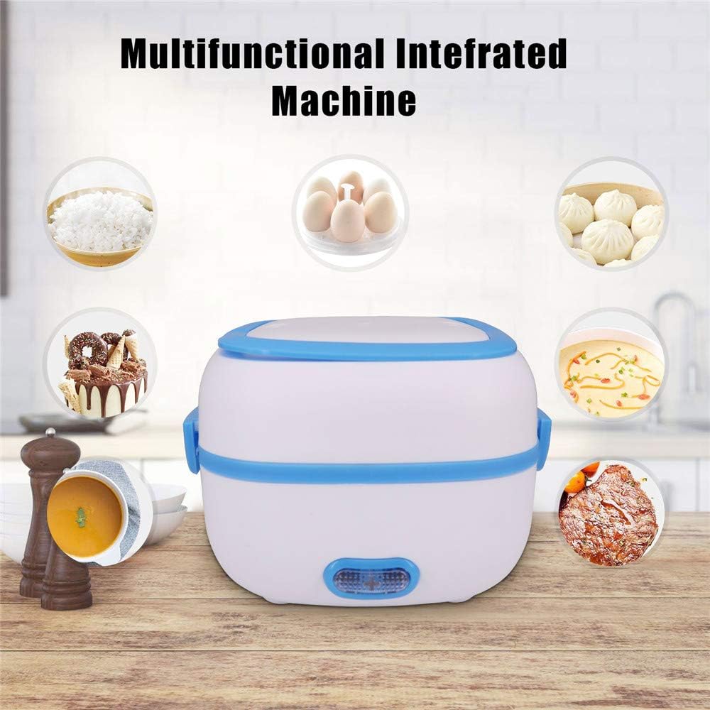 Electric Lunch Box Portable Food Warmer Food Heating Lunch Box Removable Food-Grade Stainless Steel Compartments, 220V 200W, for Car, Truck, office