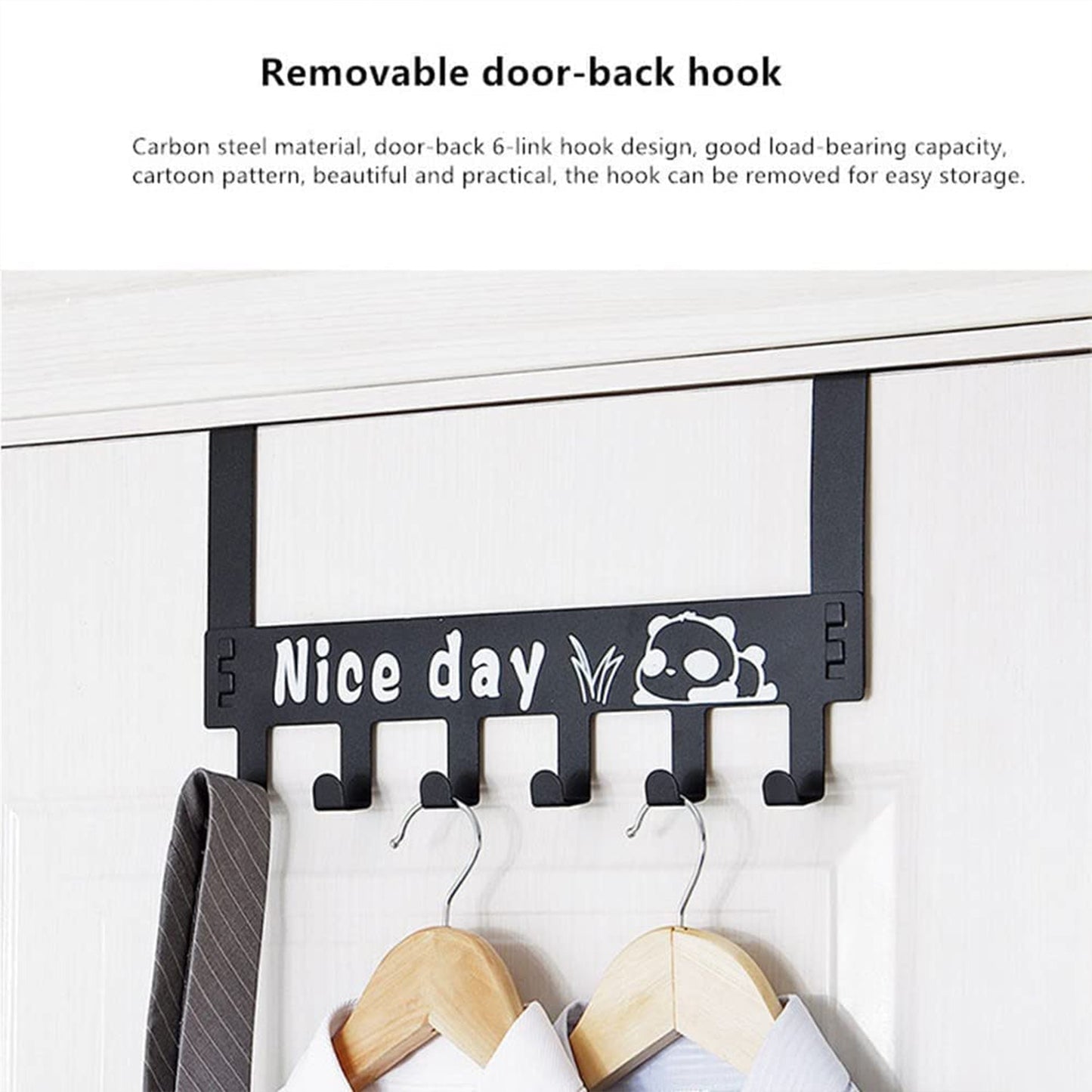 Heavy-Duty Carbon Steel Over Door Hook Rack for Towels & Coats (1 Pc, 6 Hooks)
