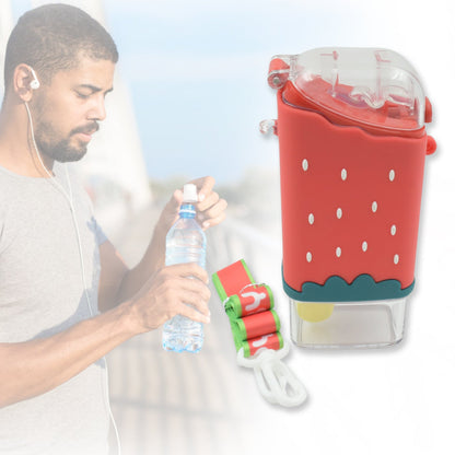 Portable Cute Water Bottle for Kids, Unique Ice Cream Shape water cup, sicle Shaped Plastic Kettle with Straw, Adjustable Shoulder Strap, BPA free, Leakproof (300 ML)