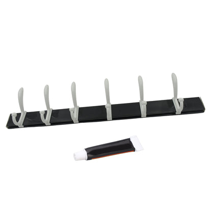 Wall Door Hook Rail | 6 Hook Hanger for Clothes & Hats | With Eco-Friendly Adhesive