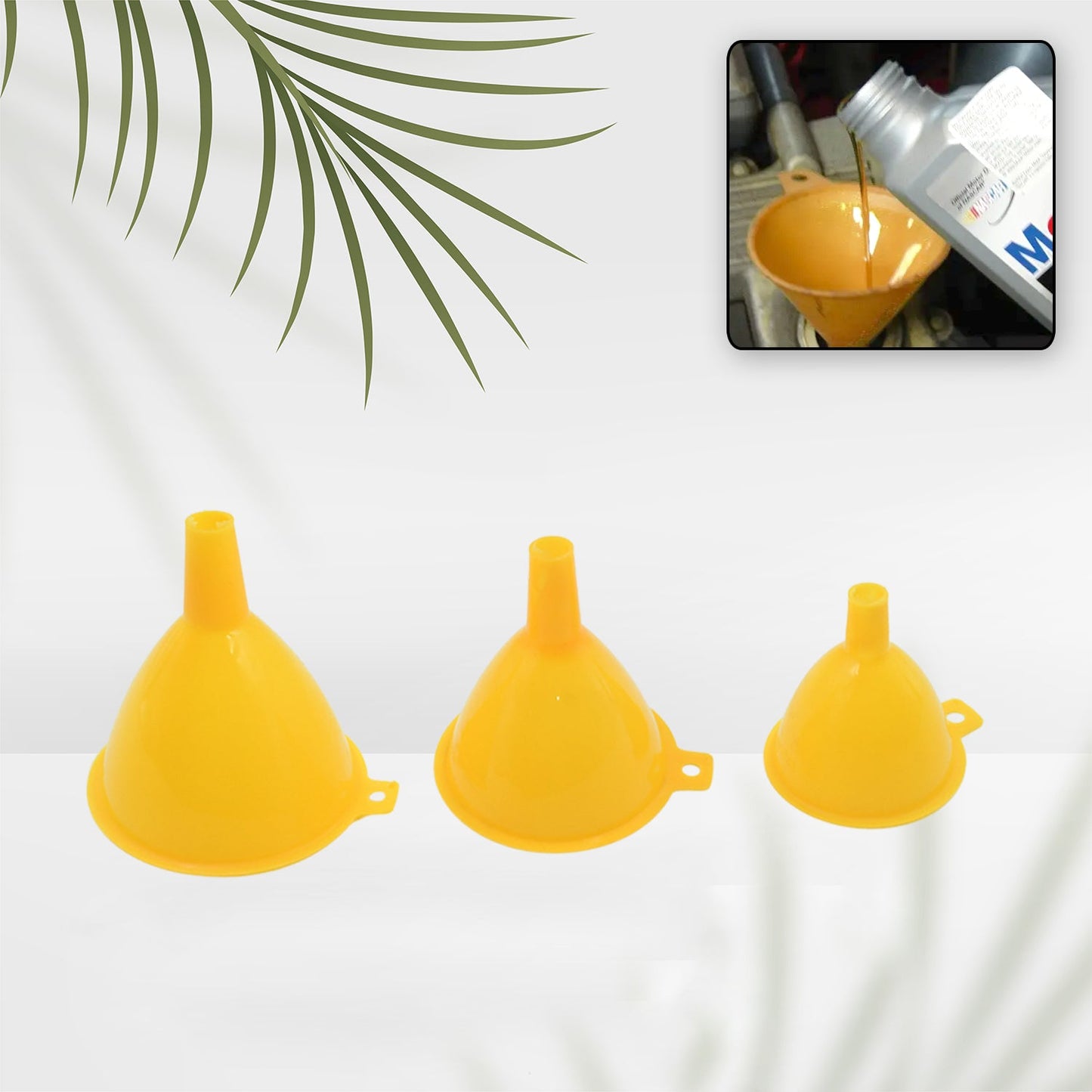 7980 Multipurpose Funnel 3 Size Small , Medium & Big Plastic Funnel For kitchen and laboratory Use (3 Pc Set)