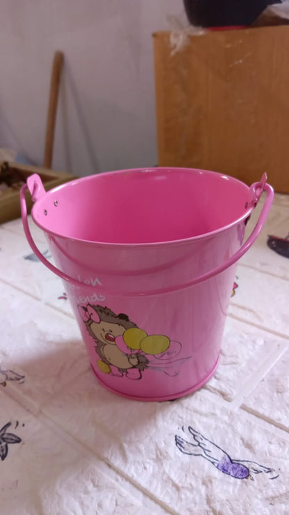 9274 Small Metal Buckets with Handles, Bucket Plant Kids Pot Plant Succulents Metal Flower Bucket Metal Candy Bucket Ice Bucket Bucket Metal Succulent Flower Pot Creativity (1 Pc)