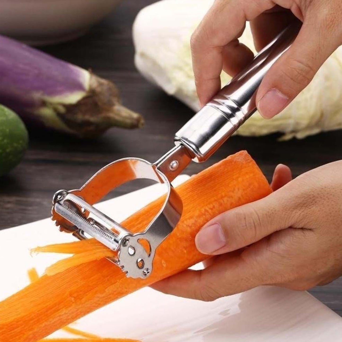5505 Multi-Function 2 in 1 Potato Peeler and Julienne Cutter, Stainless Steel Potato Peeler, grated Carrot, grated, Suitable for Peeling and shredding Fruit and Vegetables Kitchen Accessories (1 Pc)