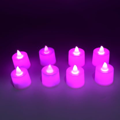 6632B Pink Flameless LED Tealights, Smokeless Plastic Decorative Candles - Led Tea Light Candle For Home Decoration (Pack Of 8pc) ( Diya , Divo , Diva , Deepak , Jyoti)