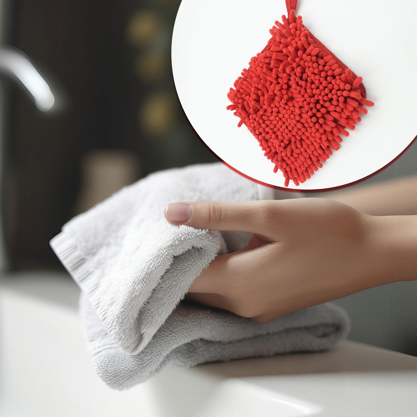 7806 Super Soft Cute Hanging Hand Towel for Kitchen and Bathroom | Ultra Absorbent Thick Coral Velvet Hand Towels with Hanging Loop Fast Drying Microfiber