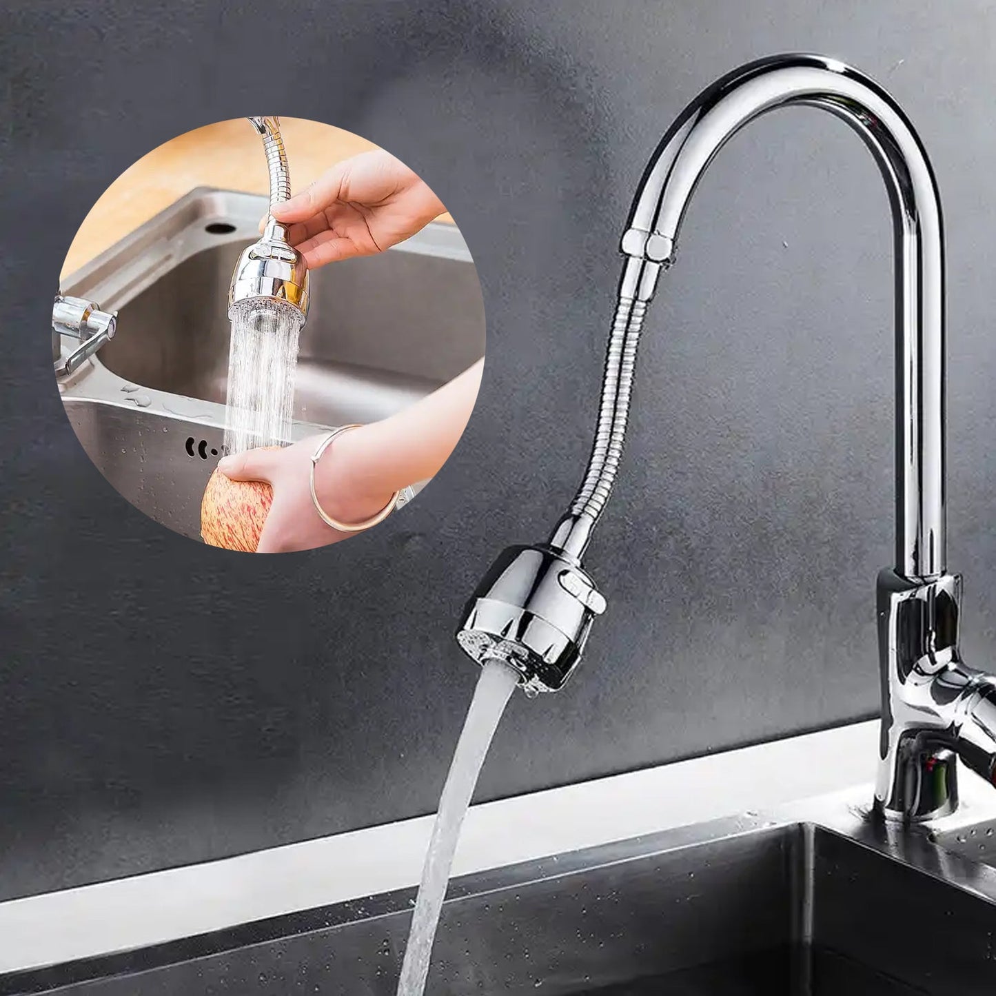 0538 Kitchen Faucet Extender Water Swivel Faucet 360 Degree Rotatable Faucet Sprayer Head Double Mode Water Saving Tap Adjustable Stainless Steel Spout Splash-Proof for Kitchen Bathroom (1 Pc)