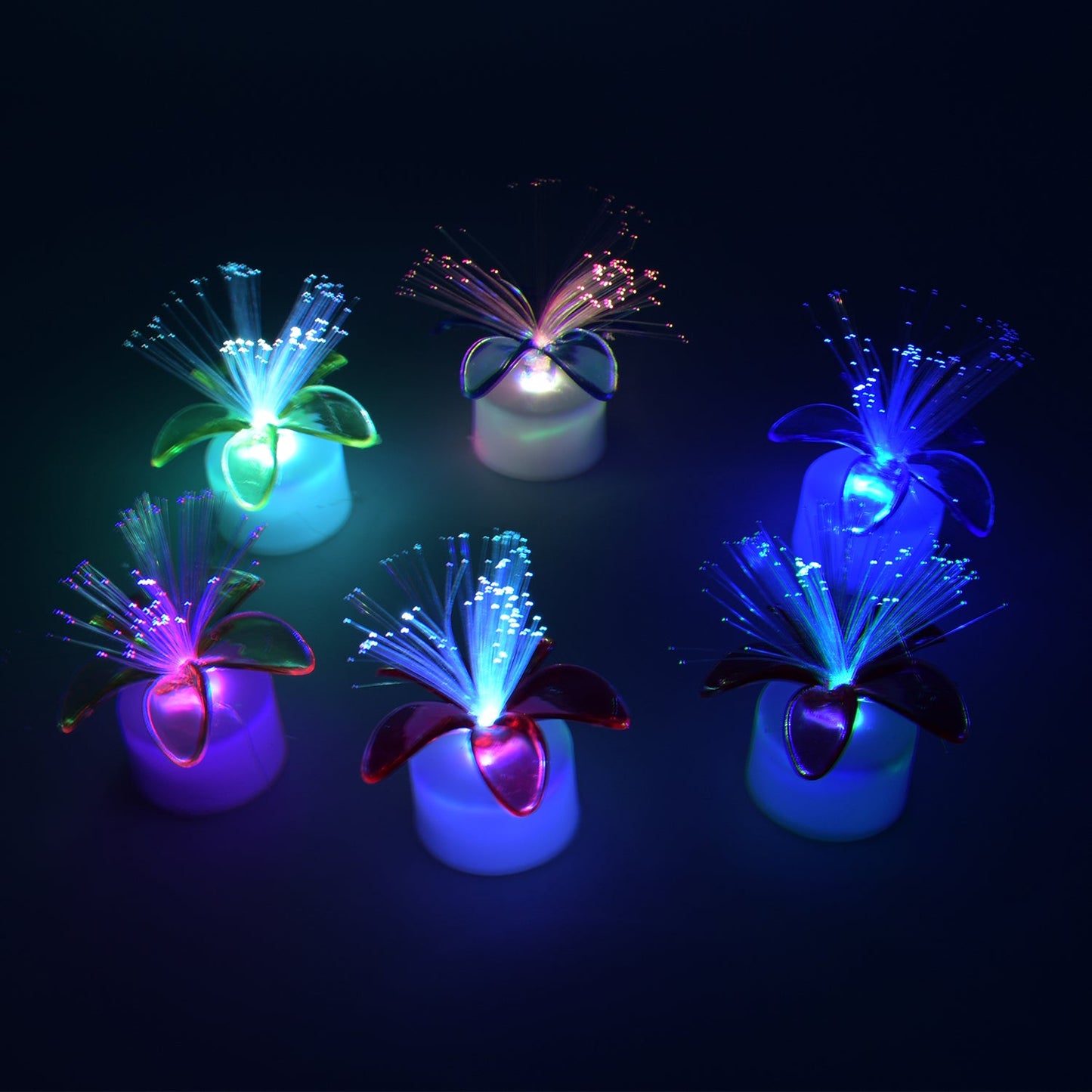 6237A Fiber Optic Light, Mini Color Change LED Table Centerpieces,  Light Up Candle - Pack of 6