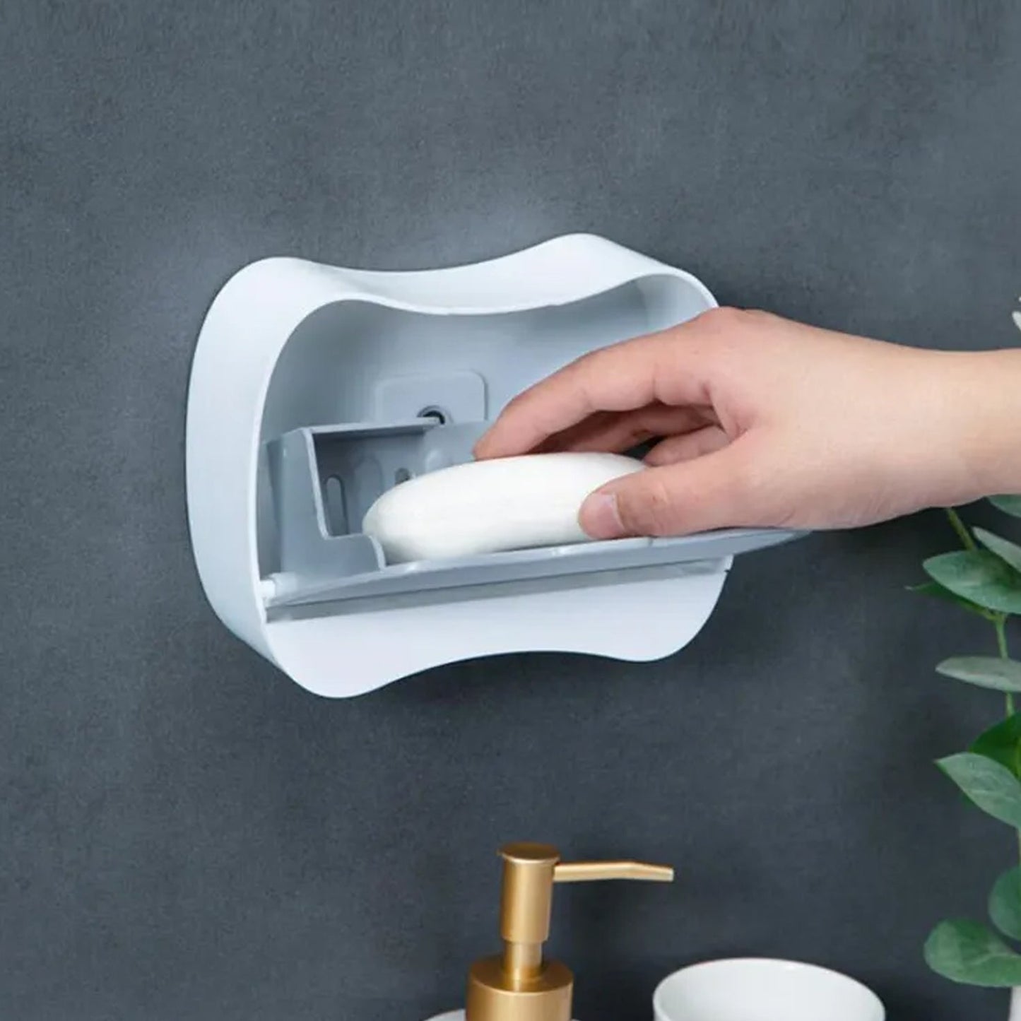 4336 Soap Holder Travel Business Travel Hotel Portable Wall-mounted Soap Box Bathroom Toilet Punch-free Flip-type Drain Soap Box, Waterproof Space Saving (1 Pc)