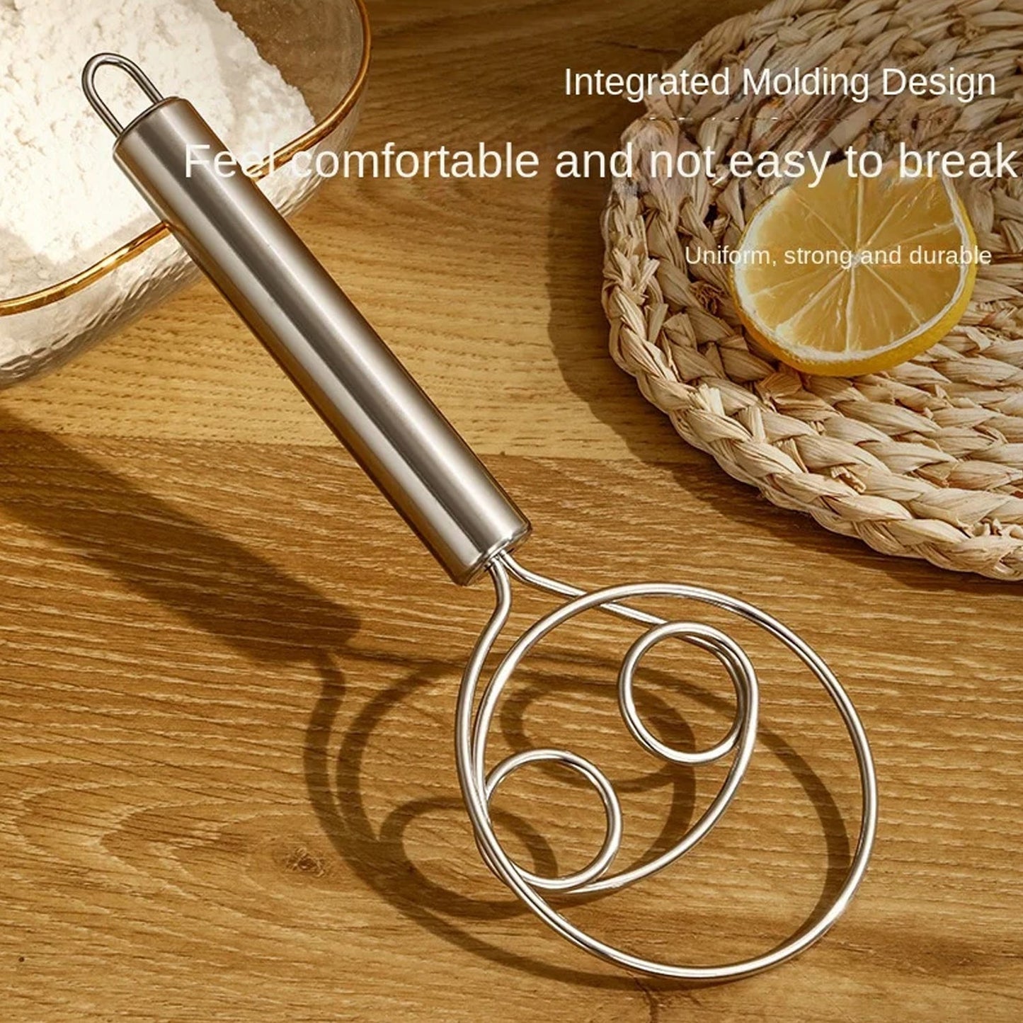 5484 Dough Whisk, Premium Stainless Steel Dutch Whisk, Dough Hand Mixer Artisan Blender For Egg, Bread, Cake, Pastry, Pizza Dough - Perfect Baking Tools, Whisking, Tirring Kitchen Tools (1 Pc)