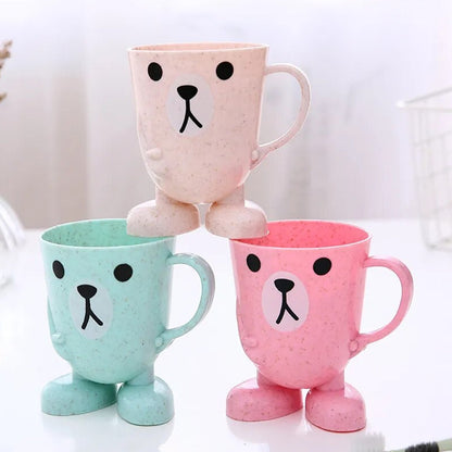 4101 Toothbrush Holders Mouthwash Cup Milk Cup with Handle Breakfast Mug Drink Teeth Washing for Children's Stereo Base Household Brushing Cup