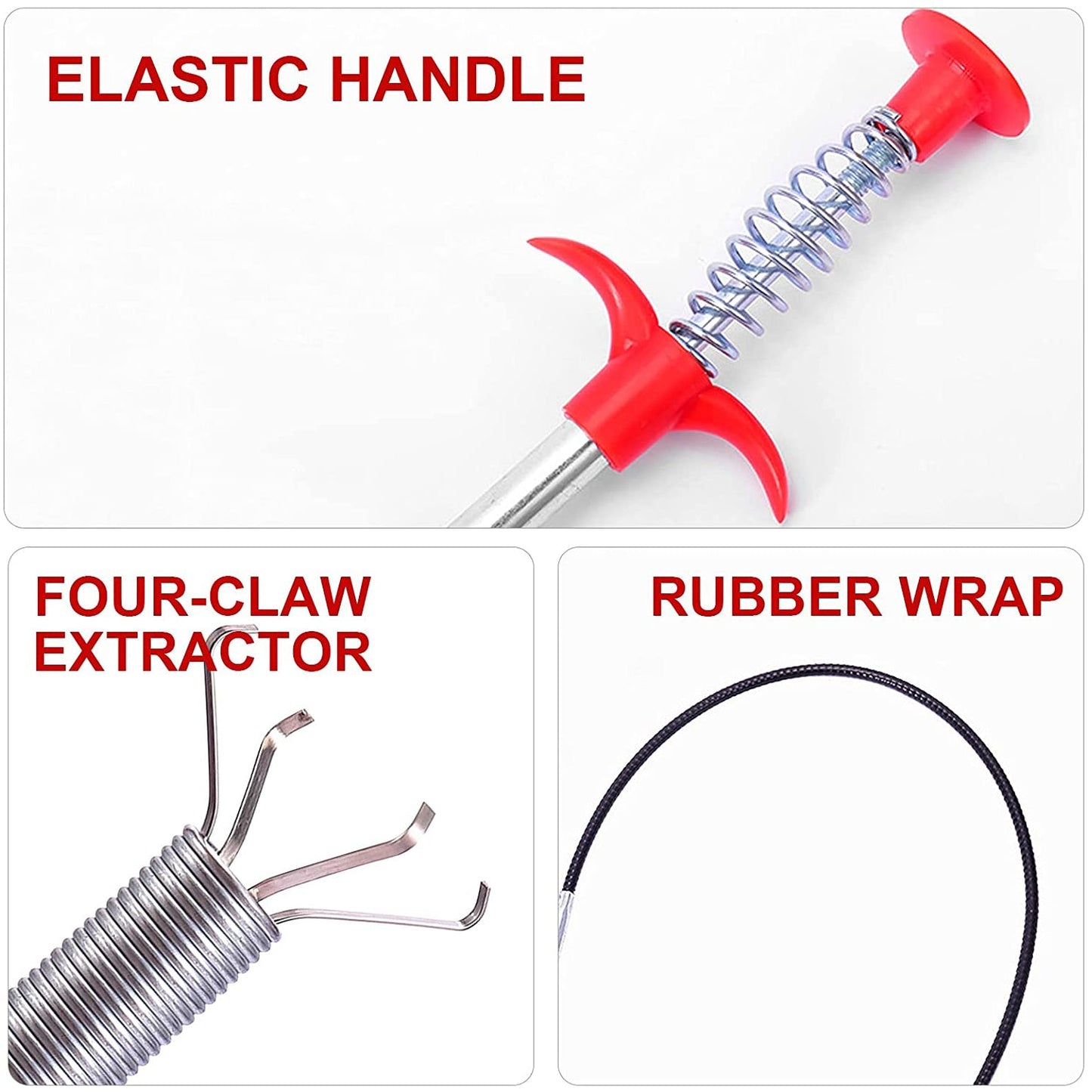 1622 Multifunctional Cleaning Claw Pilpe Cleaner Drainage Block Remover Drain Spring Pipe Dredging Tool, Drain Cleaning Tool for Hair Drain Drain Cleaner Sticks drain pipe clearer ( 90 Cm)