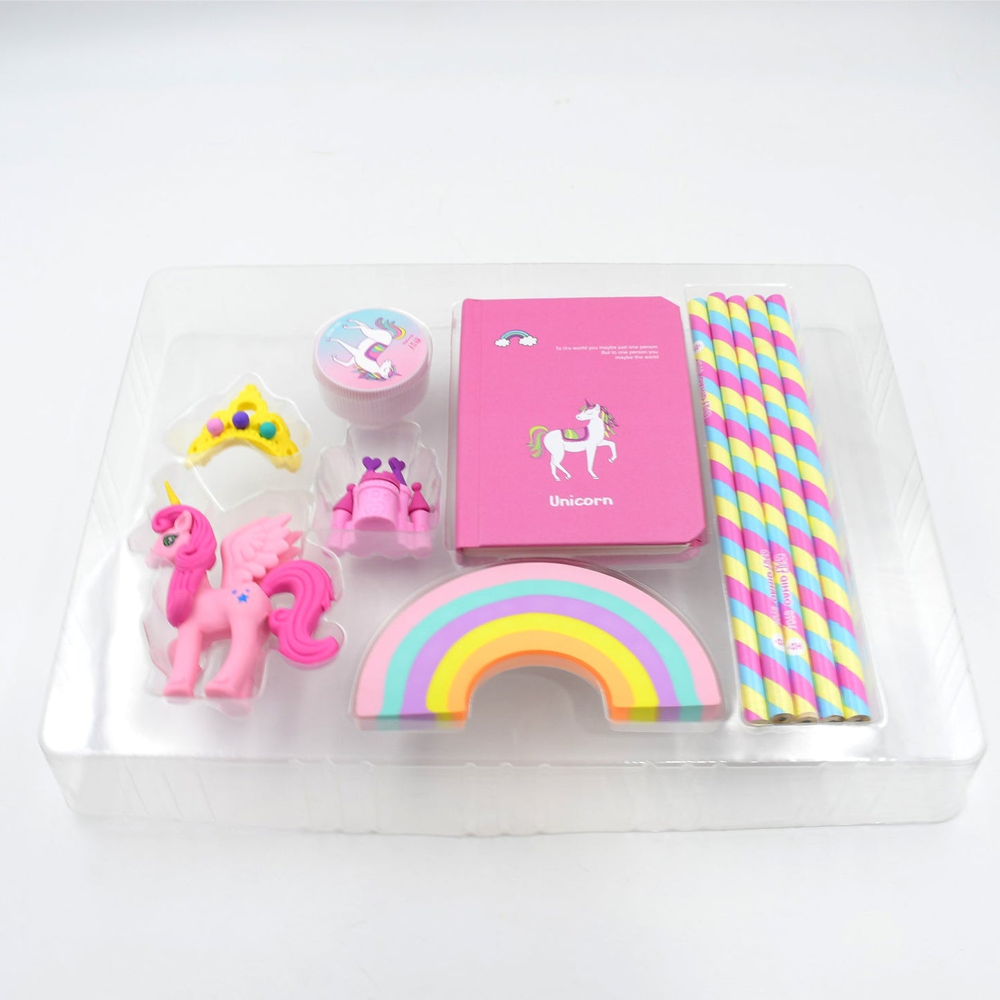 4102 Unicorn Stationery Writing Set - Unicorn Diary, Pencils, Sharpener, Unique Erasers for Girls Ages 4-11 Years Old Birthday Party Return Gift Set for Girls Kids (11 Pc Set)