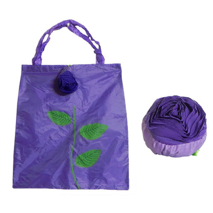 7741 Foldable Bag Cute Rose Shape Cover Reusable bag Naylon Bag Nylon Shopping Carry Bags Large Reusable Foldable Bag, Eco Friendly Shopping, Folds to Pocket Size, Tote Grocery Shoulder Handbag Travel Bag (1Pc)