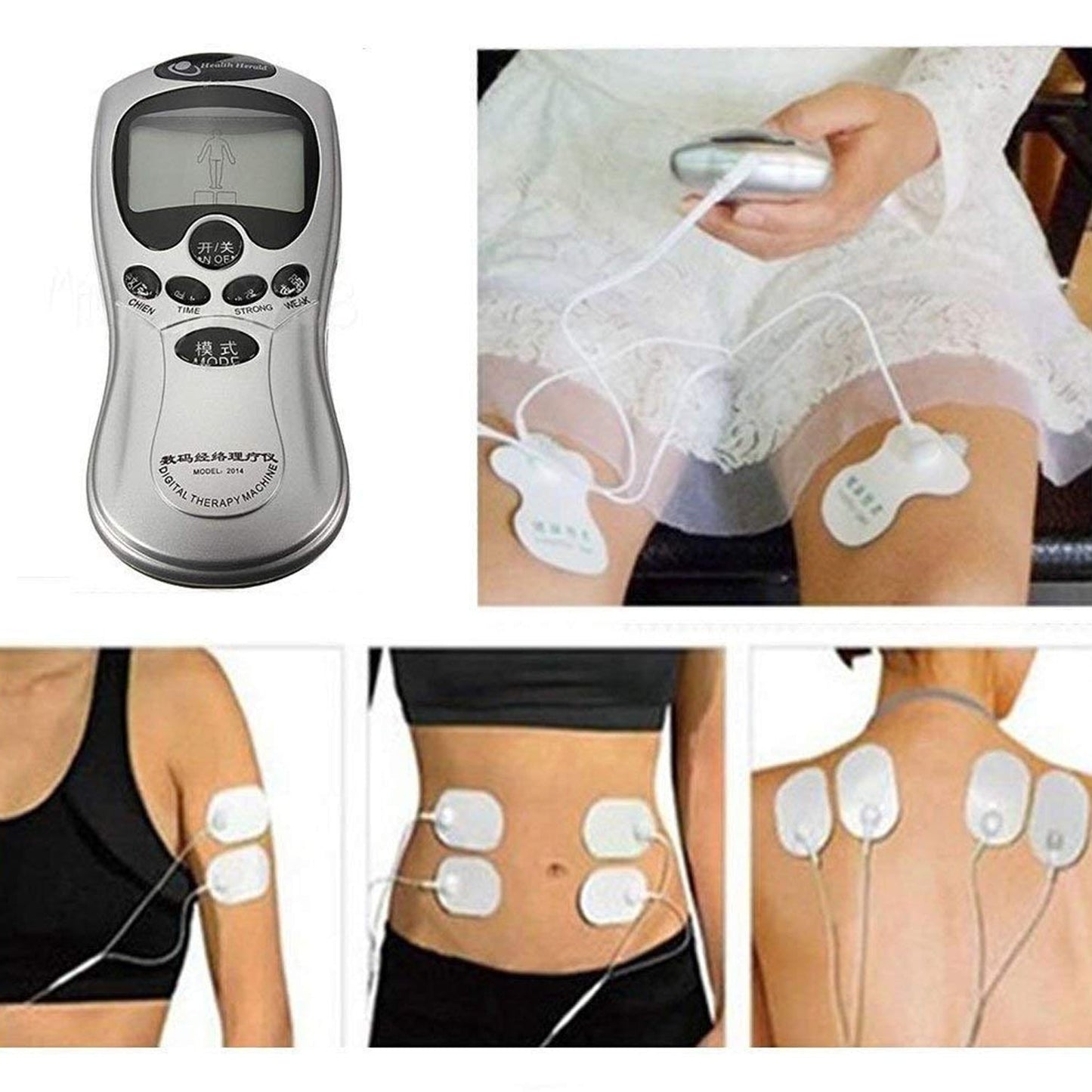 6723  Multifunctional Massager, Health Care Digital Chinese Meridian Tens Therapy Massager Relax Body Muscle Accupuncture Machine 4 Electrode Pads & Charger Adapter and Cable,  Physiotherapy, Electric Digital Therapy neck back Mane Massage
