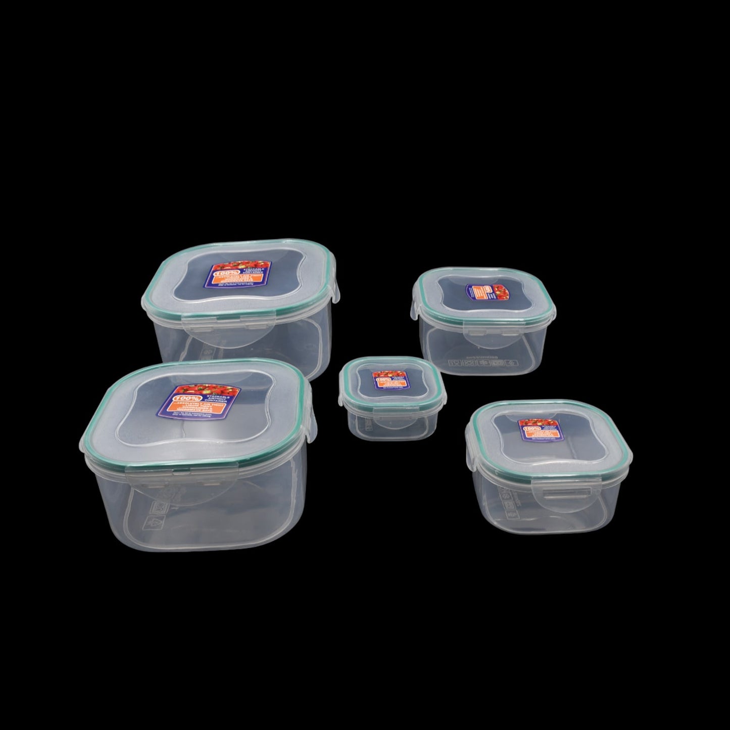 5498 Kitchen Containers Set, Fridge Storage Boxes, Plastic Containers for Kitchen Organizer, Kitchen Accessories Items for Storage Organizer, Snap-Seal (lunch box/storage organizer) (5 Ps Set)