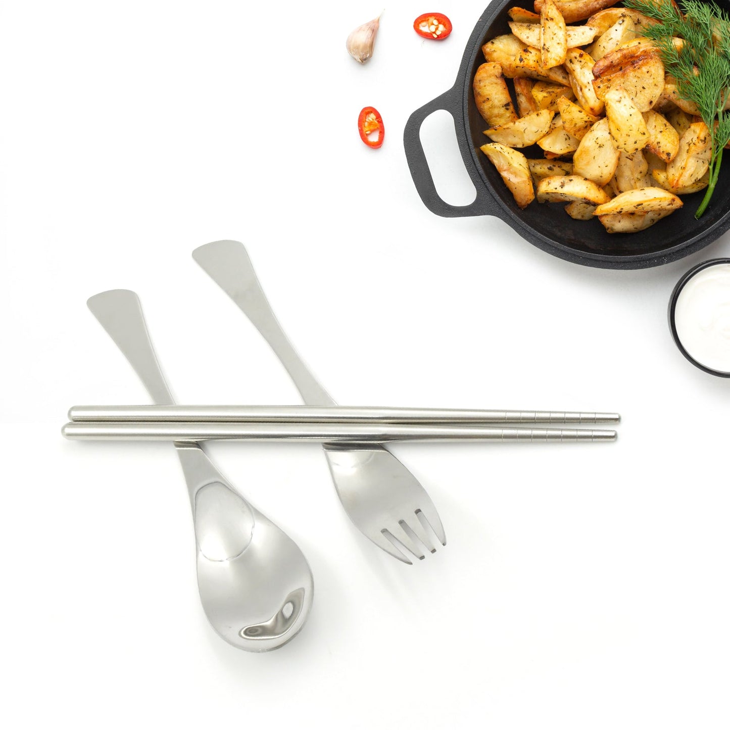 5820 Picnic Dinner Spoon Fork Chopsticks Cutlery Tablewares Set  Traveling Spoon Set High Quality Cutlery Set (4 PC / 1 Set )