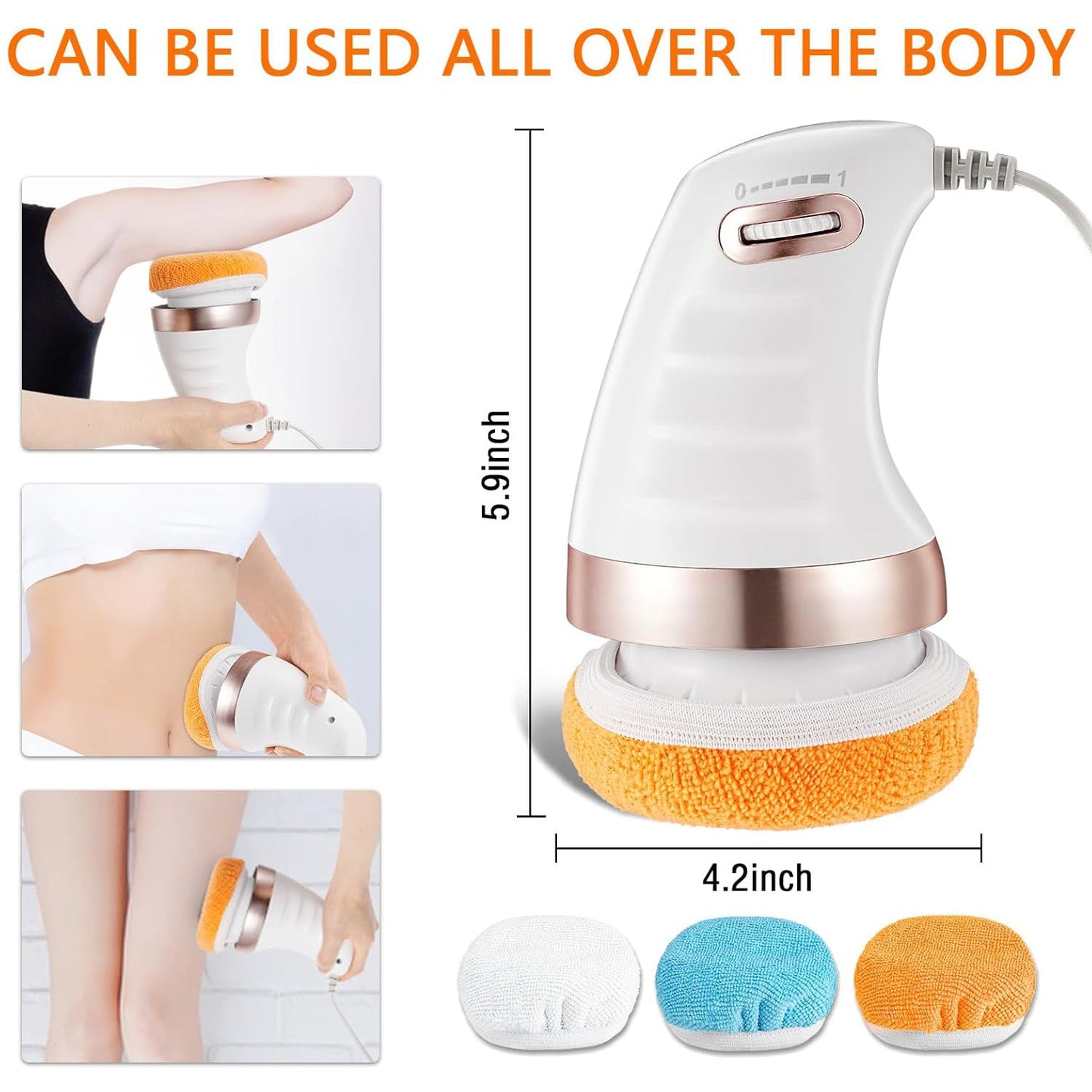 7293 Body Massager Shaping Machine | Body Sculpting Massager with 3 Washable Pads |Adjustable Speeds | Electric Handheld Massager for Belly, Waist, Legs, Arms, Butt (1 Pc)