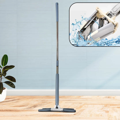 7818 Adjustable Long Handle 360 Degree Flat Hand Mop, X Type, Automatic Water Rotation for Wood, Ceramic Tile, Easy Squeeze Mop for Floor, Window, Wall, Kitchen, Sofa, Corners, Ceiling