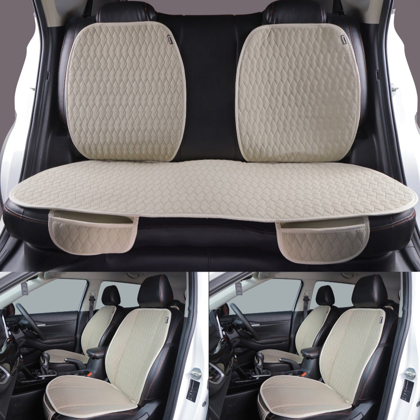 9386 Car Seat Cover Protector Front and Back Cushion Mat Breathable Non- Slip Interior Seats Cover- fit for Most Cars (5 Seater Set)