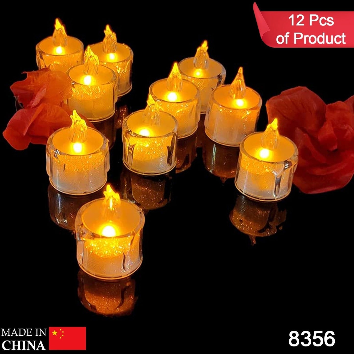 12 Pcs Flameless and Smokeless Decorative Acrylic Candles Transparent Led Tea Light Candle for Gifting, House, Diwali, Christmas, Festival, Events Decor Candles