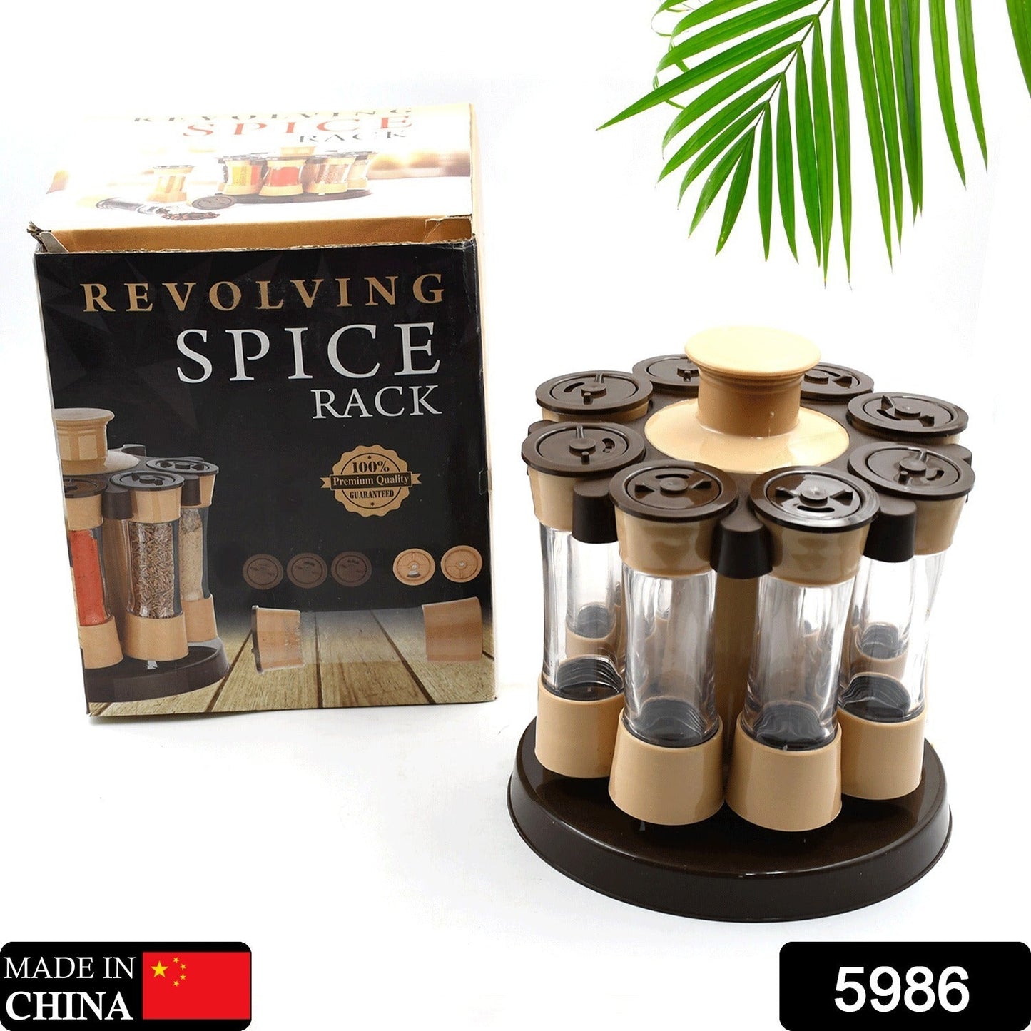 5986  360 Revolving Spice Rack for Kitchen and Dining Table, 8 Spice jars with 120 ml, Condiment Set, Herb Seasoning Organizer