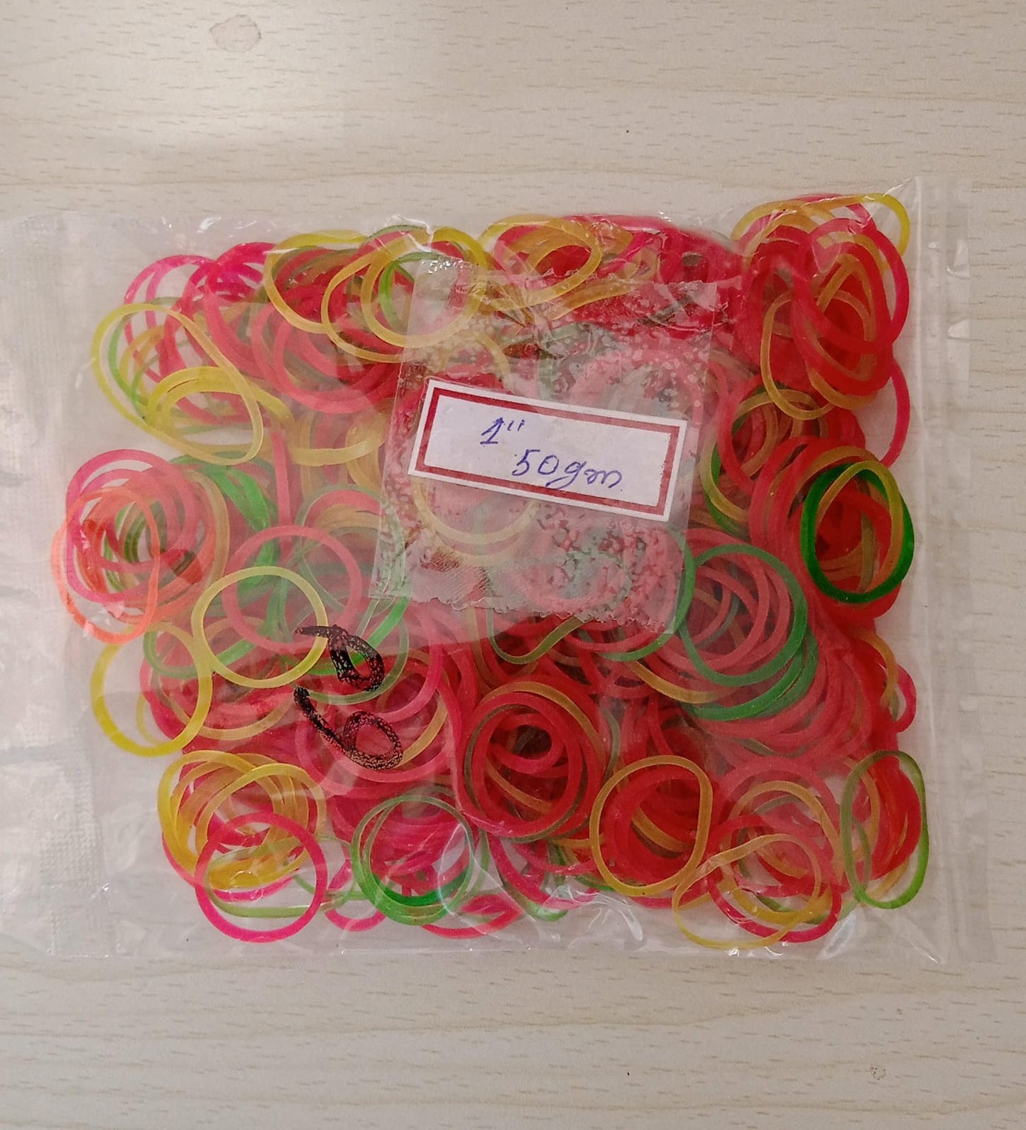 4357 Rubber Band For Office/Home and Kitchen Accessories Item Products, Elastic Rubber Bands, Flexible Reusable Nylon Elastic Unbreakable, For Stationery, School  Multicolor (1 Inch, 50 GM)