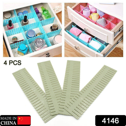 4146 Storage Box Drawer Organizer Drawer Cupboard Divider | Grid Closet Sorting Partition | Plastic Strips Separators box organizer (4 Pc Set )