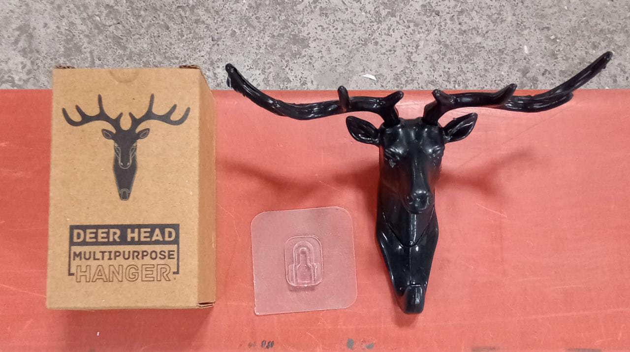 1743 Deer Head Self Adhesive Wall Door Hook Hanger - DeoDap – Aarvi  Enterprise