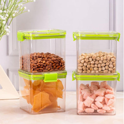 5809 Transparent Plastic Square Storage Container Set I Air Tight & BPA Free Containers For Kitchen Storage Set I Grocery Kitchen Container Set I Multipurpose Jar, Kitchen Organization (700 ML Each, Set 4)