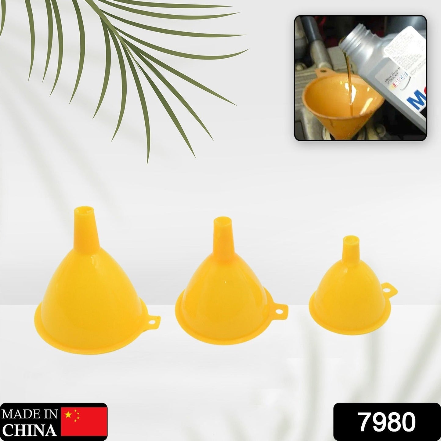 7980 Multipurpose Funnel 3 Size Small , Medium & Big Plastic Funnel For kitchen and laboratory Use (3 Pc Set)