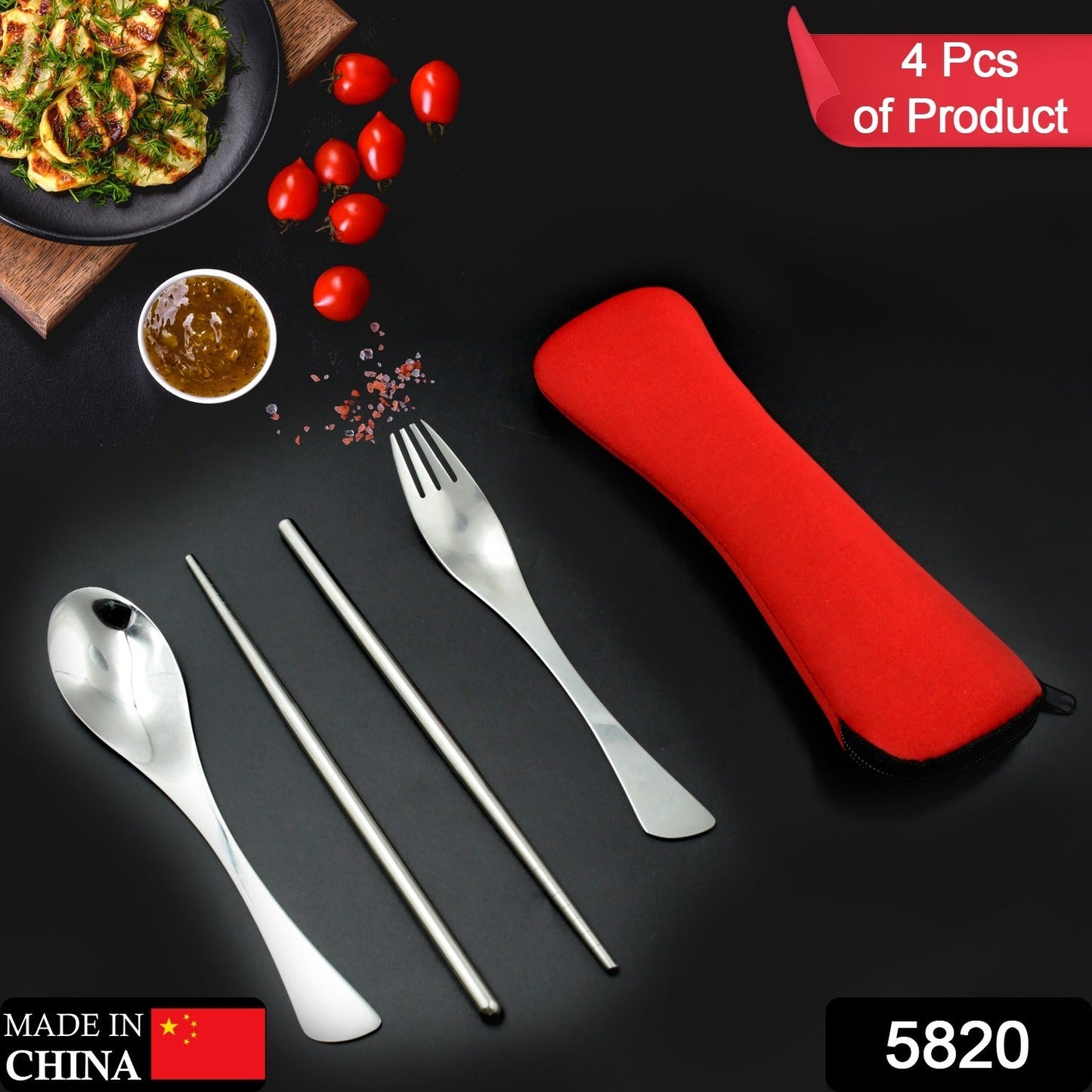 5820 Picnic Dinner Spoon Fork Chopsticks Cutlery Tablewares Set  Traveling Spoon Set High Quality Cutlery Set (4 PC / 1 Set )