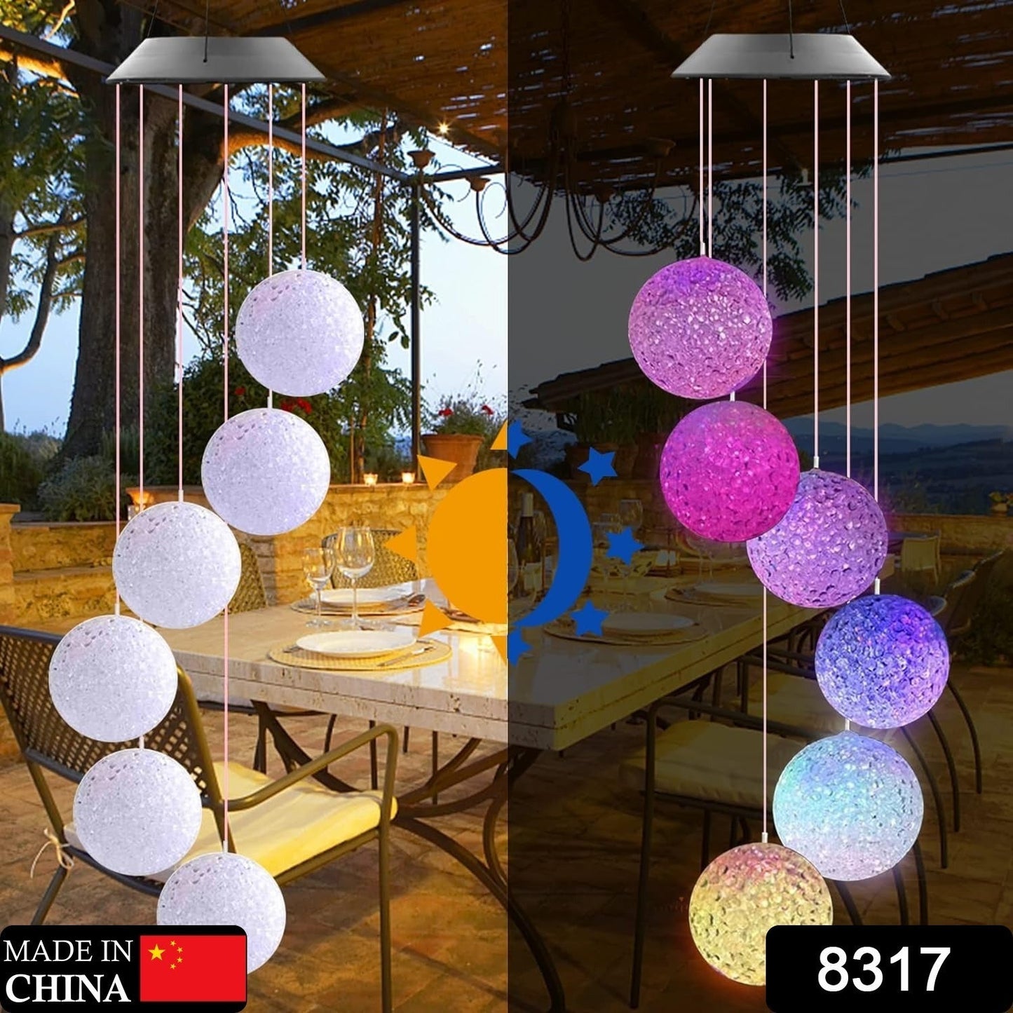 8317 Solar Crystal Ball Color Changing Solar Powered LED Hanging Light for Patio Yard Garden Home Outdoor Night Decor, Gifts