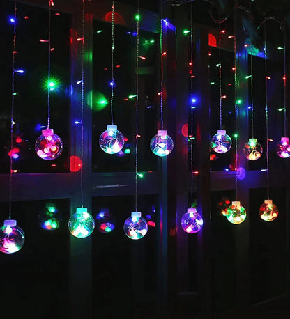 3391 12  Wish Balls Window Curtain String Lights with 8 Flashing Modes Decoration for Home Decoration, Diwali & Wedding LED Christmas Light Indoor and Outdoor Light ,Festival Decoration  (Plastic, Multicolor)