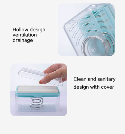 6303 2-IN-1 PORTABLE SOAP ROLLER DISH & SOAP DISPENSER WITH ROLLER AND DRAIN HOLES, MULTIFUNCTIONAL SOAP HOLDER FOAMING SOAP BAR BOX FOR HOME, KITCHEN, BATHROOM