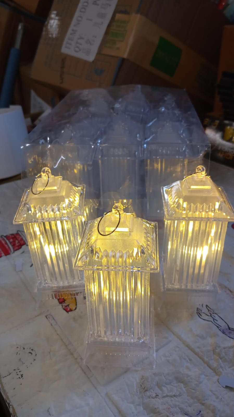 8443 Lantern Shape Led Light Decorative LED Flickering Crystal Candle Light for Holiday Party, crylic Crystal Table Lamp Crystal Table Lamp Atmosphere Lamp Bedroom (MOQ :- 12pc)