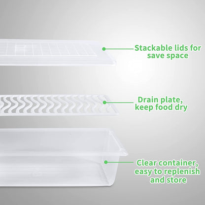 5801 FOOD STORAGE CONTAINER WITH REMOVABLE DRAIN PLATE AND LID 1500 ML Vegetables & Fruits Freezer Storage Container for Kitchen (PACK OF 4PC)