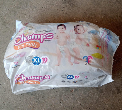 0969 Baby Diaper High Absorbent Pant Diapers,  Champs Soft and Dry Baby Diaper Pants Xl  10 Pcs (Extra Large , XL10 Pieces)