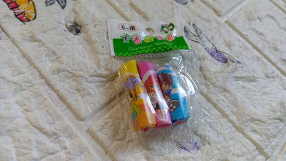 4115 Lipstick Style Rubber Eraser for Return Gift, Lipstick Shape Non-Toxic Eraser for Kids, 3D Stationary for Birthday Return Gift (3 Pc Set)