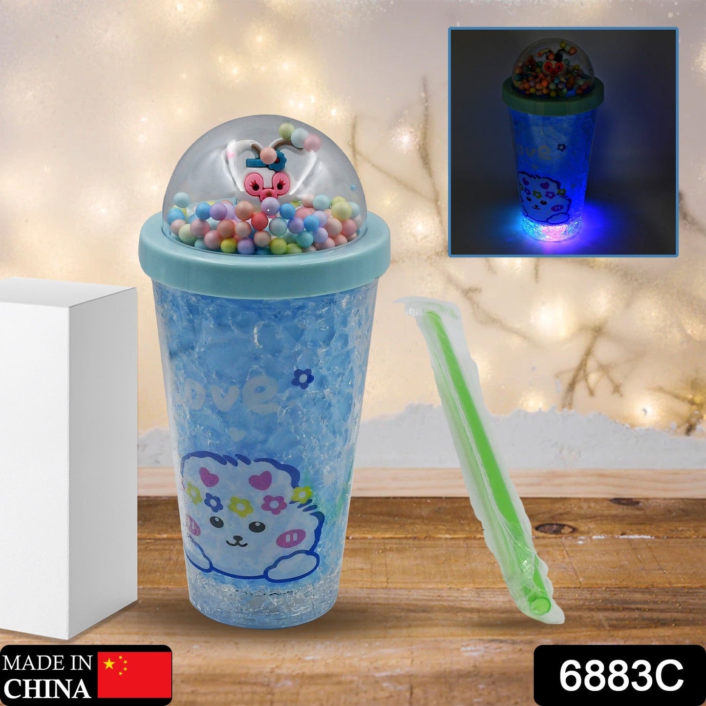 6883C LED Light Unicorn Sipper Water Bottle Mason Jar Tumbler with Straw for Kids Glitter Sipper with Toy Drinking Cups for Boys and Girls School/Tuition/Gym/ Picnic, Kids and Adults, Birthday Return Gifts