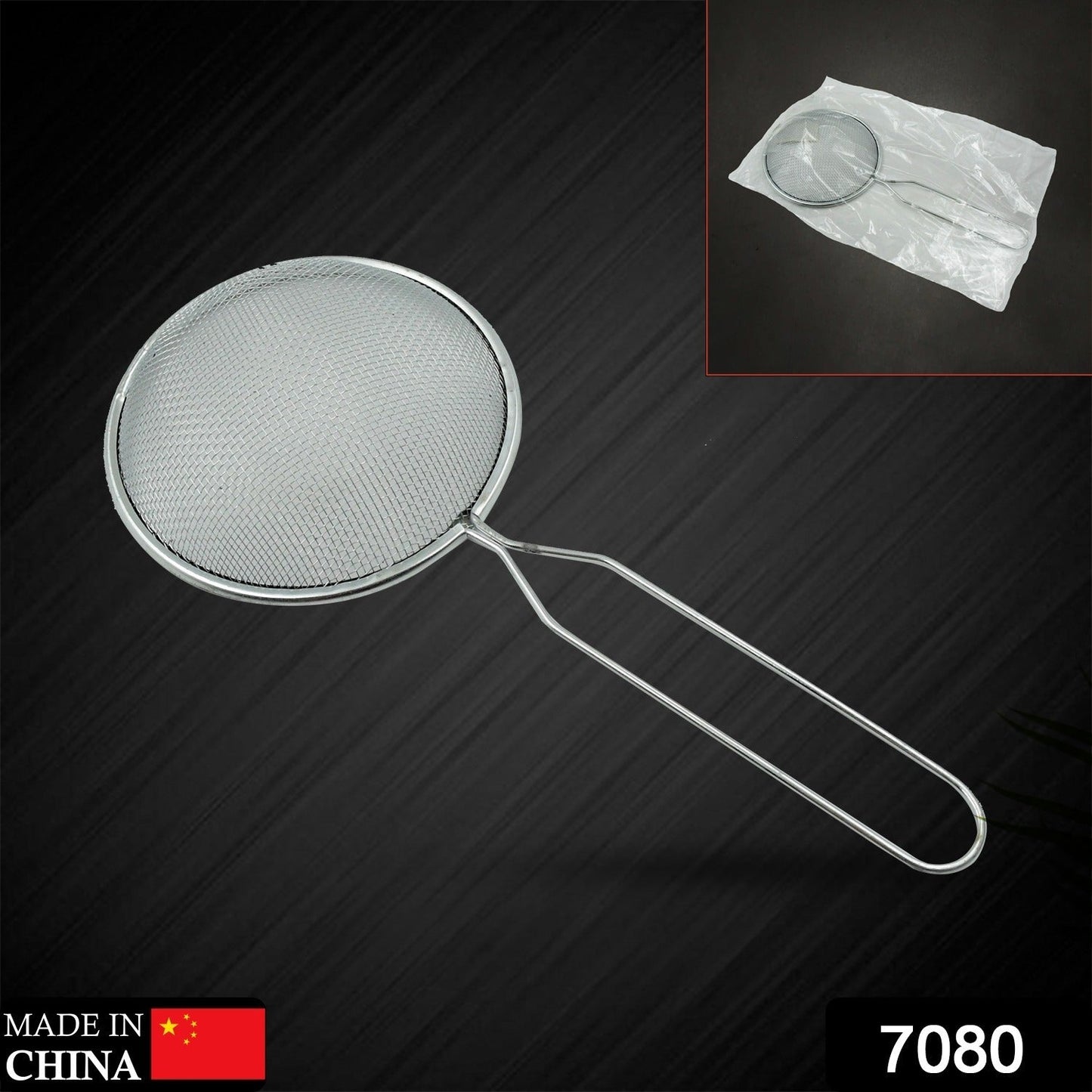 7080 Mesh Strainer With Handle Stainless Steel Oil Strainer Ladle for Hot Pot Soup Home (1 Pc )